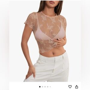 Cream Sheer Short Sleeve Blouse